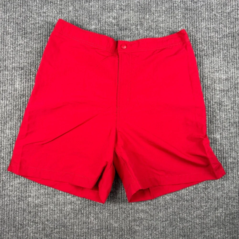 Lands End Swim Shorts Mens M 32-34 Red Quick Dry UV Sun Protection NEW